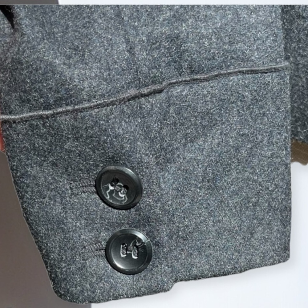 🌻Harve Benard Classic Grey Wool Blend Double Breasted Cropped Pea Blazer Coat 6 - Picture 10 of 12